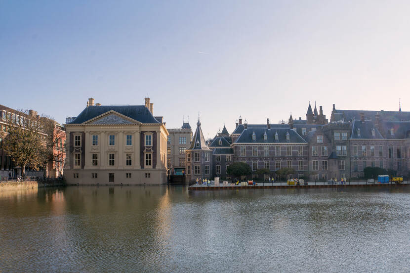 Impressie van het werkgebied Hofvijver bij het Mauritshuis en het Torentje